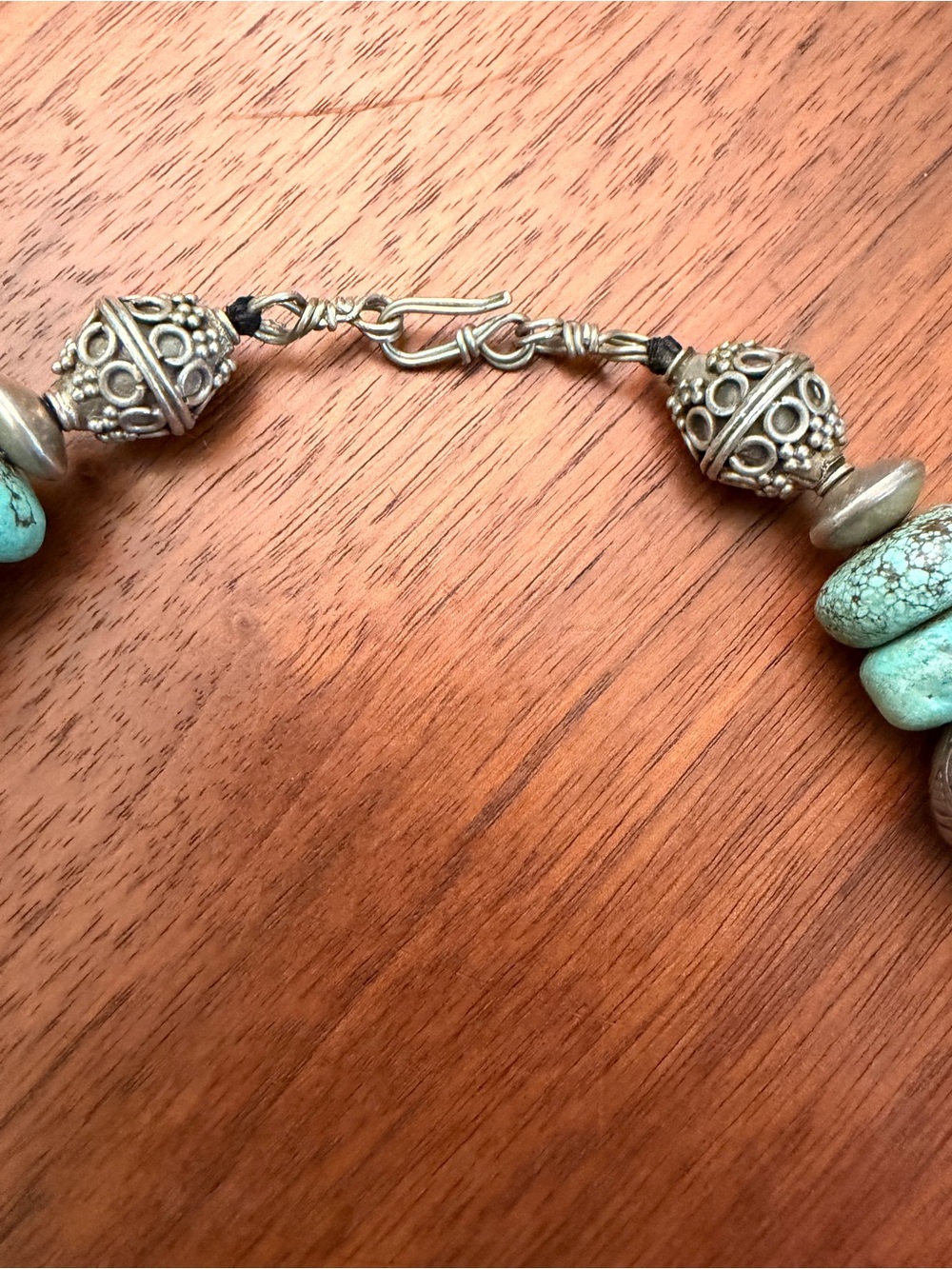 Vintage Moroccan Artisan Necklace - Turquoise and Silver Beads - Picture 3 of 4